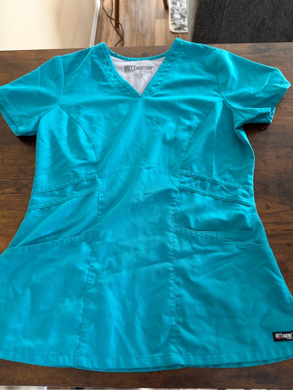 Grey's Anatomy Teal V-Neck Scrub Top with Princess Seams
